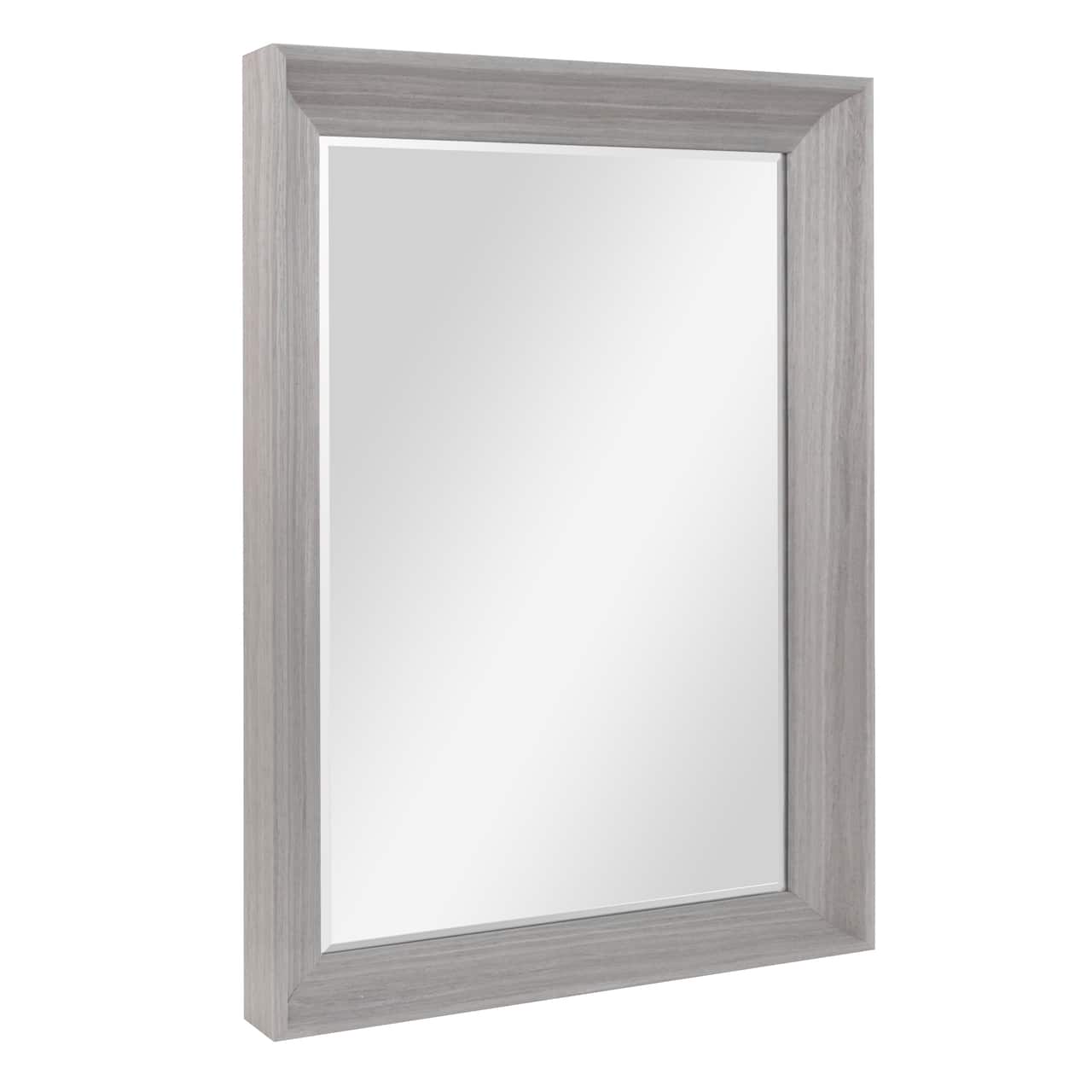 Head West Grey Wood Framed Beveled Accent Vanity Mirror